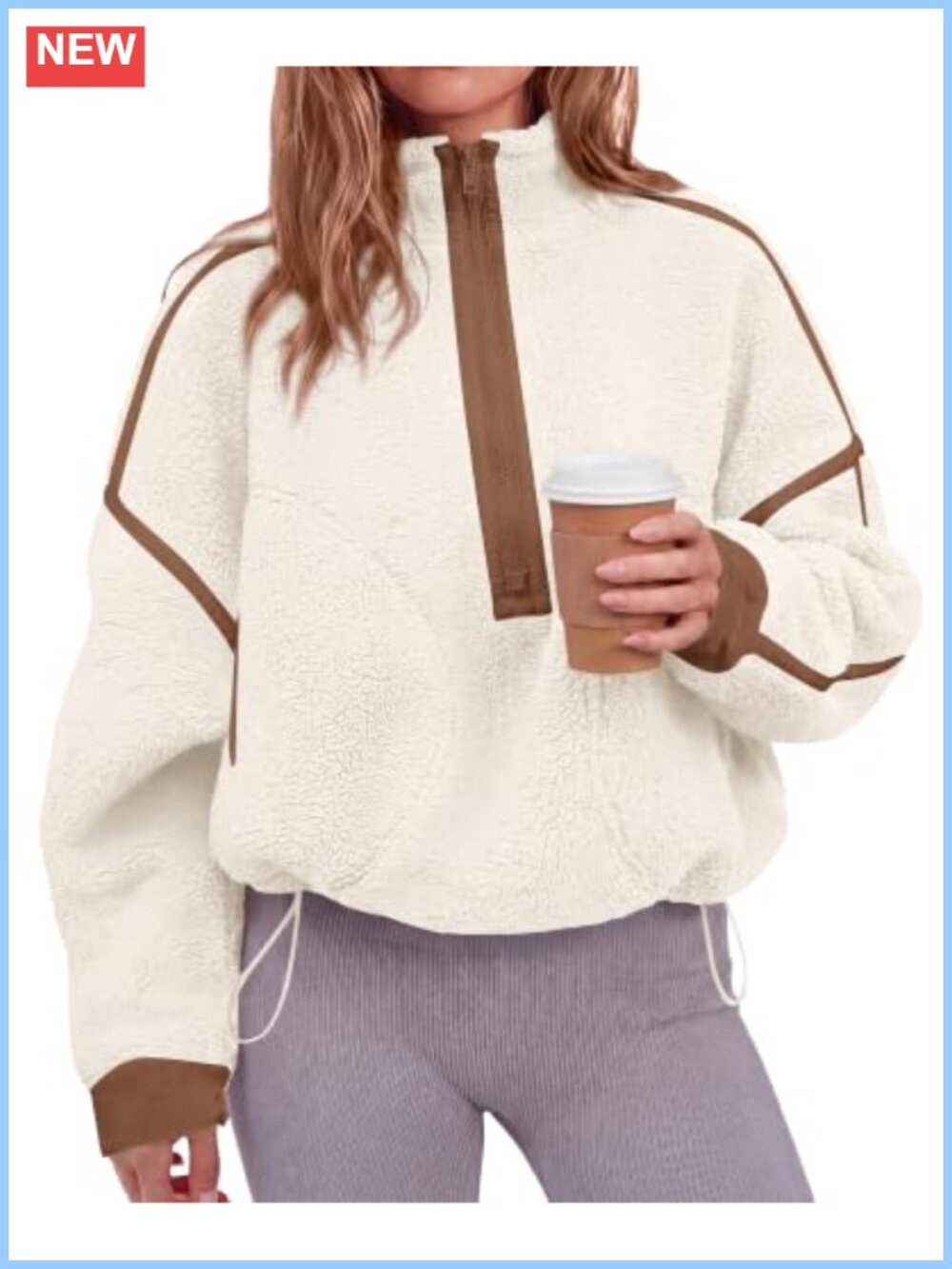 KIRUNDO Women's Fleece Pullover Half Zip Sherpa Sweatshirt Mock Neck